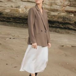 Ivy + Jack Ivy Champagne Satin Bias Midi Skirt