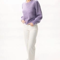 Among The Brave Zesty Lilac Mohair Blend Balloon Sleeve Knit