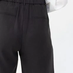 Among The Brave Essential Black Tapered Viscose Boyfriend Cuffed Pant Fashion