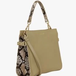 Saben Bea Tussock Pale Green Python Leather Square Crossbody Bag Accessories