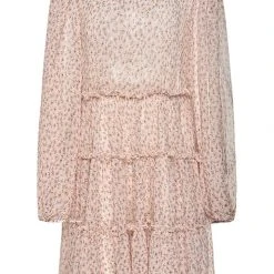 Ivy + Jack Fashion Bella Natural Floral Crinkle Blouson LS Smock Mini Dress