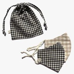 Personal Space Black + Neutral Gingham Face Mask Two Pack Accessories