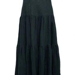 Among The Brave Blazing Dark Forest Tiered Linen Midi Skirt