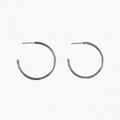 Flo Gives Back 15% To Women In Need Classic Thin Hoop Earrings Rhodium Accessories