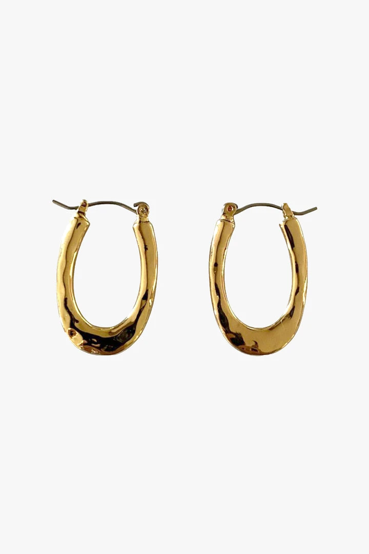 Flo Gives Back 15% To Women In Need Beaten Oval Hoop Earrings Gold 2.8 X 1.8cm 3 Flo Gives Back 15% To Women In Need Beaten Oval Hoop Earrings Gold 2.8 X 1.8cm