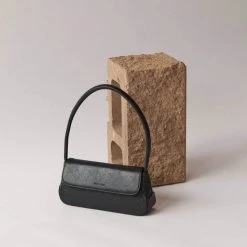 Brie Leon Camille Black Snake Skin Bag