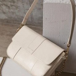 Brie Leon Accessories Isabel Stone Lizard Bag With Chain