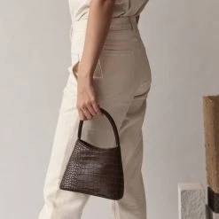 Brie Leon Accessories Mini Chloe Dark Chocolate Matte Croc Bag