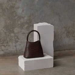 Brie Leon Accessories Mini Chloe Dark Chocolate Matte Croc Bag