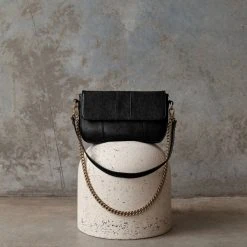 Brie Leon Accessories Isabel Black Snake Bag With Chain