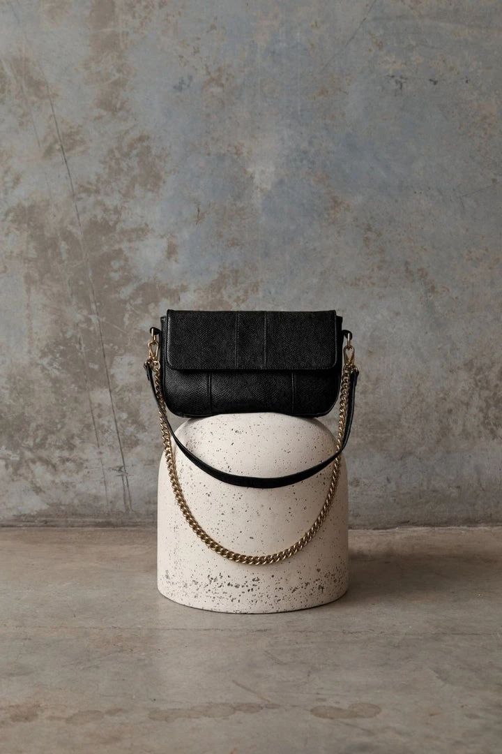 Brie Leon Accessories Isabel Black Snake Bag With Chain 4 Brie Leon Accessories Isabel Black Snake Bag With Chain