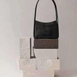 Brie Leon Mila Black Lizard Patent Shoulder Bag Accessories