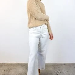 Among The Brave Brilliant Biscuit Eyelash Yarn Roll Neck Knit Fashion