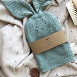 Over The Dandelions Organic Muslin With Terry Cloth Bunny Wash Glove Sage Home & Beauty