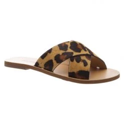 Anacapri Flat Cross Animal Print Slide