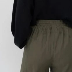 Among The Brave New Warrior Khaki Relaxed Drapey Drawstring Stretch Cuff Pant Fashion