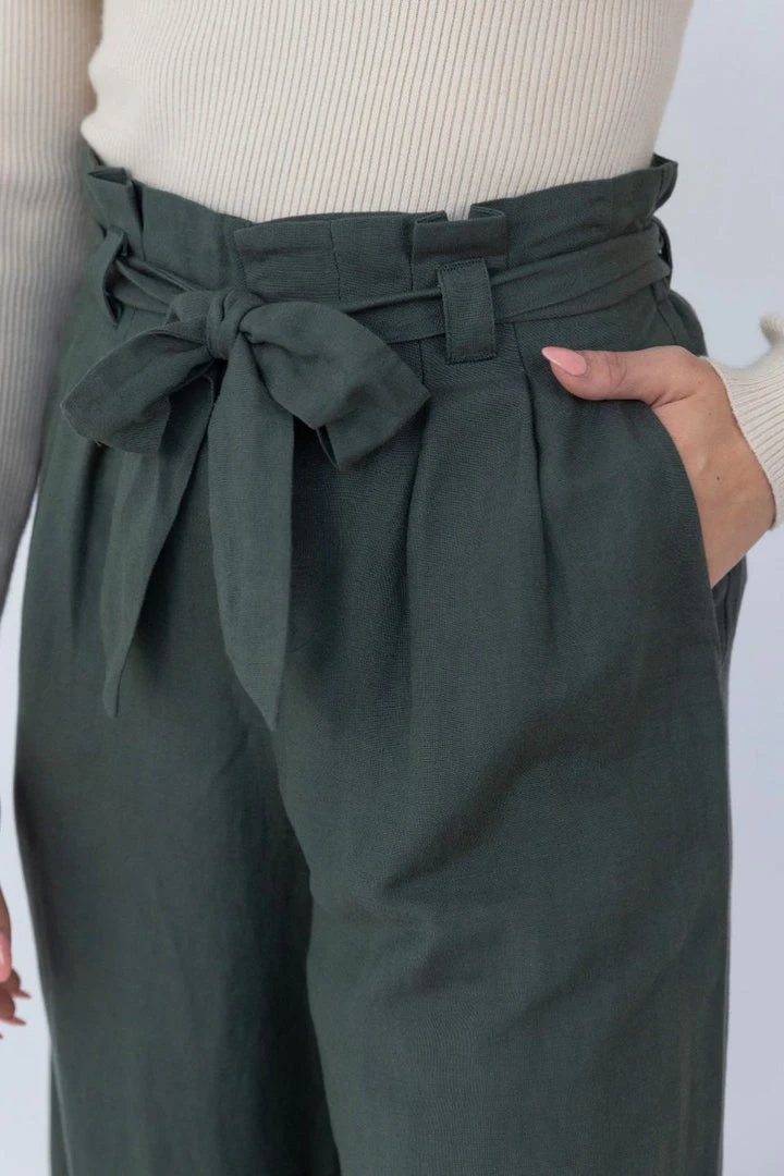 Among The Brave Galaxy Khaki Paper Bag Tie Waist Wide Leg Linen Pant Fashion 6 Among The Brave Galaxy Khaki Paper Bag Tie Waist Wide Leg Linen Pant Fashion