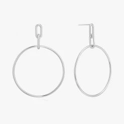 Ania Haie Chain Reaction Cable Link Large Fine Silver Hoop Earrings