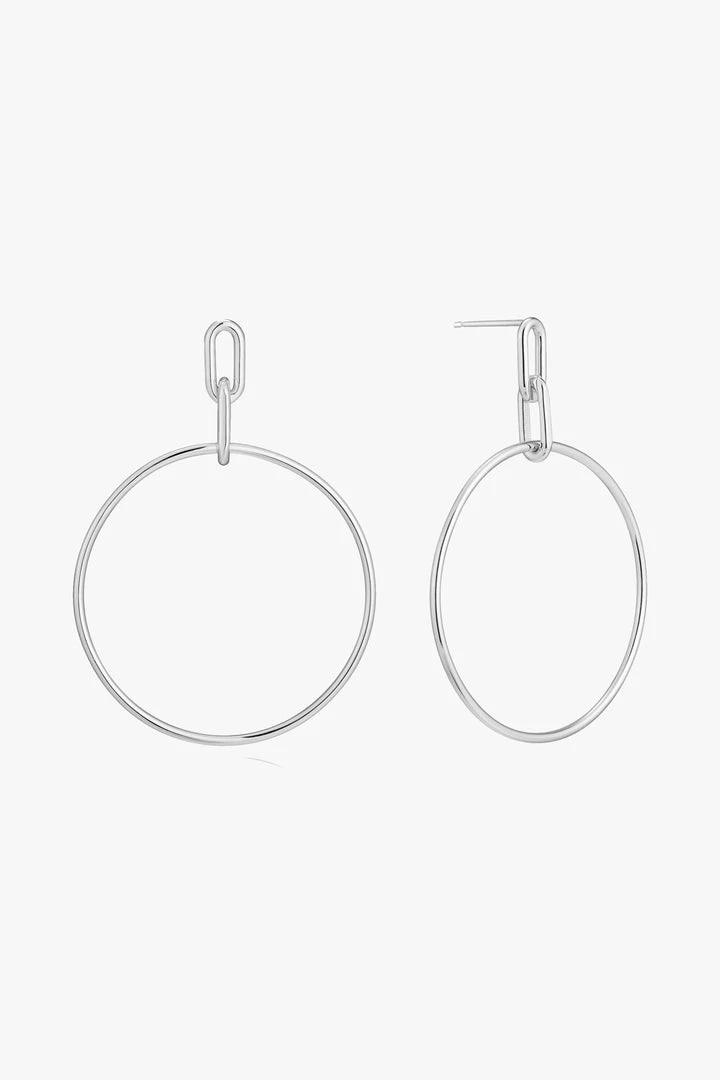 Ania Haie Chain Reaction Cable Link Large Fine Silver Hoop Earrings 3 Ania Haie Chain Reaction Cable Link Large Fine Silver Hoop Earrings