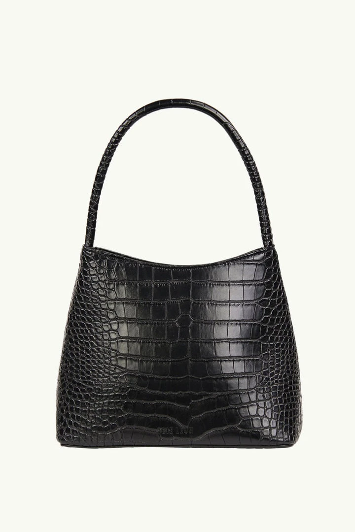 Brie Leon Chloe Matte Black Croc Recycled PU Top Handle Bag 3 Brie Leon Chloe Matte Black Croc Recycled PU Top Handle Bag