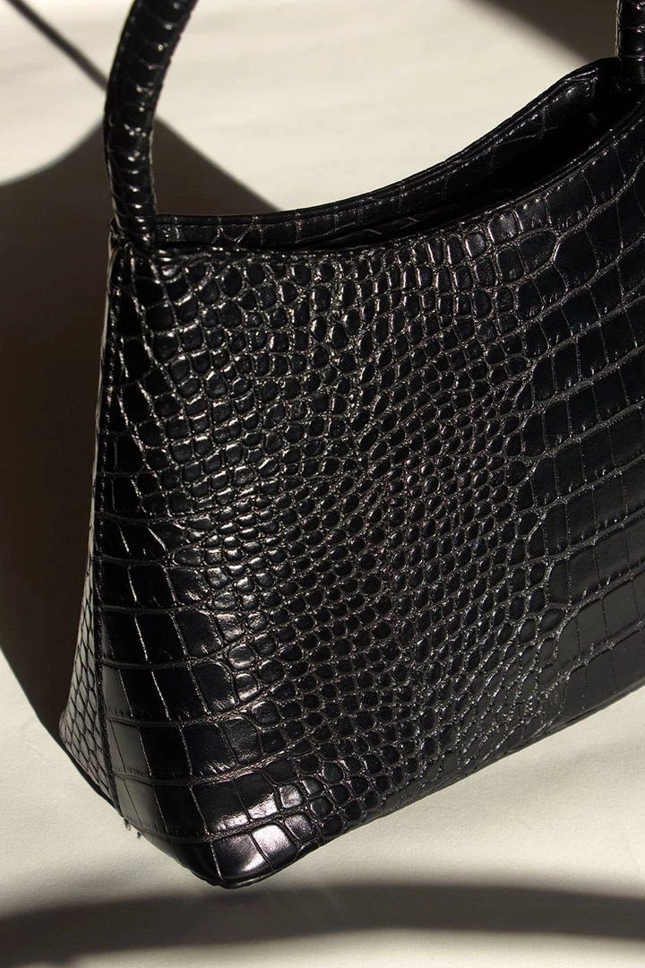 Brie Leon Chloe Matte Black Croc Recycled PU Top Handle Bag 6 Brie Leon Chloe Matte Black Croc Recycled PU Top Handle Bag