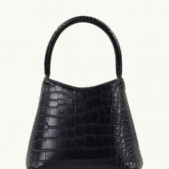 Brie Leon Mini Chloe Black Matte Croc Bag