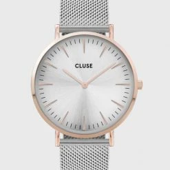 Cluse Accessories LaBoheme Silver Mesh Strap With Rose Gold Watch