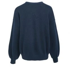 Among The Brave Carefree Navy Slouchy Puff Sleeve Knit Fashion
