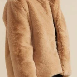 Mink Pink Carmel Honey Faux Fur LS Coat Fashion