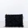 Vash Cleo Black Shearling Small Wristlet Bag