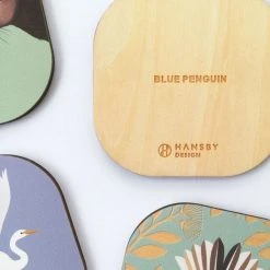 100% NZ Hansby Design Blue Penguin Coaster Table & Kitchen