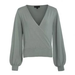 Among The Brave Cross My Heart Mint Green Relaxed Balloon Sleeve Ballerina Knit