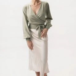 Among The Brave Cross My Heart Mint Green Relaxed Balloon Sleeve Ballerina Knit