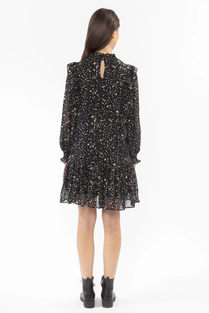 Seeking Lola Fashion Wondrous Black Glitter LS High Neck Frill Smock Dress 5 Seeking Lola Fashion Wondrous Black Glitter LS High Neck Frill Smock Dress