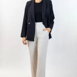 Among The Brave Fashion Freedom Natural Flat Front Deep Waistband Wide Leg Linen Pant