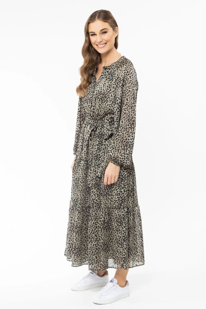 Billie The Label Admiration Khaki Leopard LS Tie Waist Midi Dress Fashion 4 Billie The Label Admiration Khaki Leopard LS Tie Waist Midi Dress Fashion