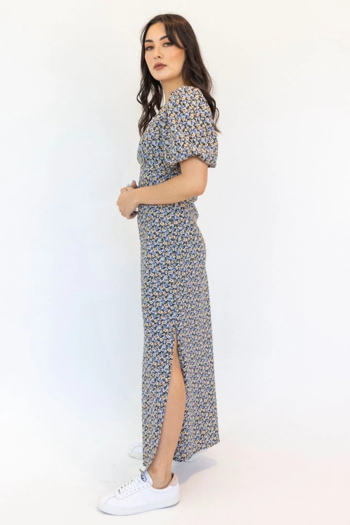Among The Brave Amora Periwinkle Blue Floral SS Puff Sleeve Panel Bodice Bias Maxi Slip Dress 5 Among The Brave Amora Periwinkle Blue Floral SS Puff Sleeve Panel Bodice Bias Maxi Slip Dress