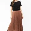 Billie The Label Fashion Sunray Rust Satin Pleated Midi Skirt