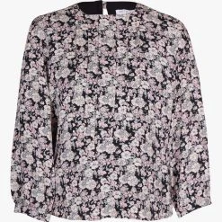 Ketz-Ke Fashion Divvy Black Ditsy Crew Neck LS Top