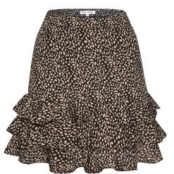 Ivy + Jack Darling Black Mini Leopard Triple Frill Mini Skirt