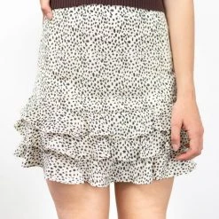 Ivy + Jack Darling Cream Leopard Triple Frill Skirt Fashion