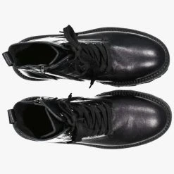 Minx Dazed Black Leather Lace Up Combat Boots Accessories