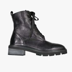 Minx Dazed Black Leather Lace Up Combat Boots Accessories