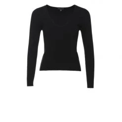Among The Brave Desire Black LS V Neck Rib Knit Top