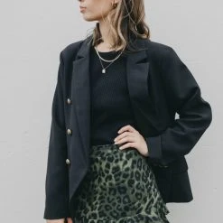 Ivy + Jack Fashion Darling Khaki Leopard Triple Frill Mini Skirt