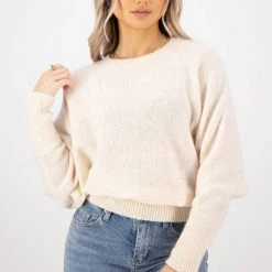 Among The Brave Comfort Me Ivory Batwing Mohair Blend Knit Fashion