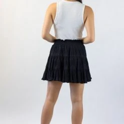 Ivy + Jack Lexi Black Shirred Cotton Tiered Mini Skirt