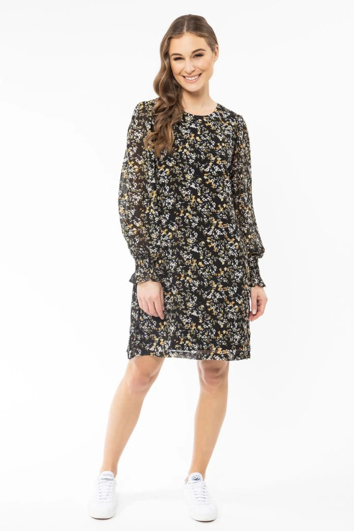 Seeking Lola Wanderer Black Floral LS Shift Dress 4 Seeking Lola Wanderer Black Floral LS Shift Dress