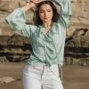 Among The Brave Elena Sage Ruffle Front Tie Neck LS Ruffle Sleeve Top Fashion 1 Among The Brave Elena Sage Ruffle Front Tie Neck LS Ruffle Sleeve Top Fashion