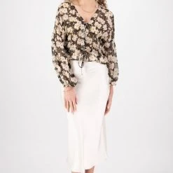 Ivy + Jack Jolie Ivory Gardenia LS Button Down Top Fashion